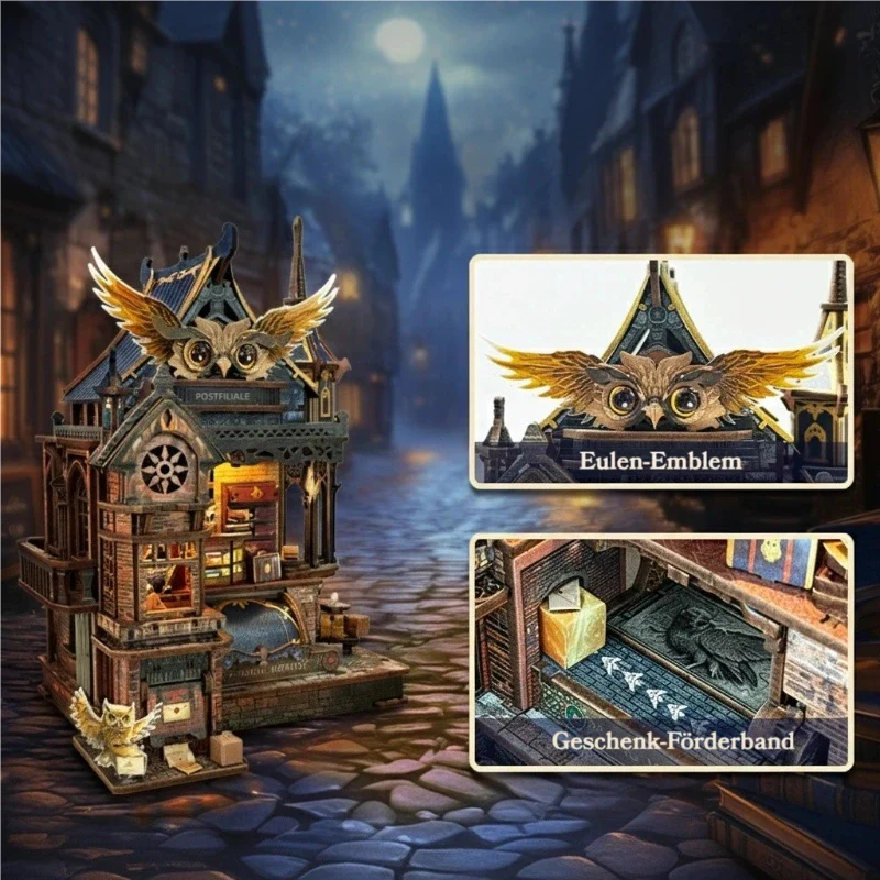 Miniatur Haus Bausatz - Owl Post Office | DIY 3D-Holzpuzzle - Image 4
